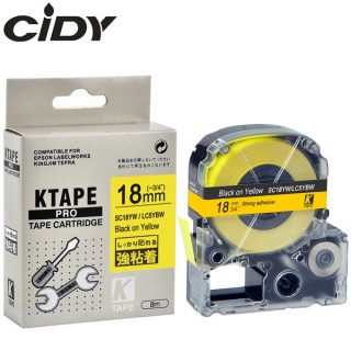 CIDY 18mm Epson Label Typewriter Adhesive Tape For Kingjim Epson Label Maker Black On Yellow