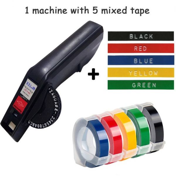 Manual Labeling Machine Motex E5500 Label Printer Fit For 9mm/12mm 3D Embossed Label Tape BLACK
