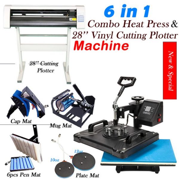6 In1 Combo Heatpress Machine And 28" Cutting Plotter
