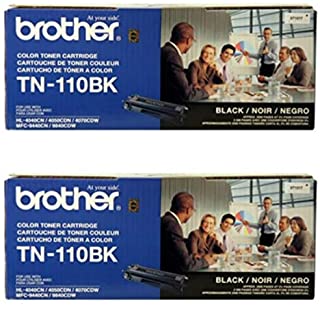Brother Genuine TN110BK 2-Pack Standard Yield Black Toner Cartridge with Approximately 2,500 Page Yield/Cartridge
