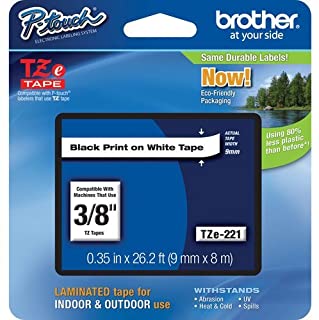 Brother P-Touch PT-2710 Label Tape (OEM) 0.35" Black Print on White